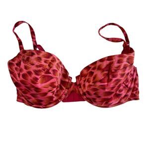 34C Y2k Vtg Victorias Secret Red Leopard Silk Spandex Demi Bra Coquette Sexy 00s